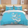 Ensembles de literie 10 tailles Gold Butterfly Set Luxury Black Hover Cover Lits Coubitre imprimé 3D pour le lit pour adultes