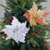 Decorative Flowers Glitter Powder Artificial Christmas Flower Tree Decoration Ornaments Diy Wreath Accessories Home Party Wedding Decor