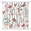 Shower Curtains Watercolor Flower Curtain Scandinavian Minimalist Lavender Peach Blossom Butterfly Natural Floral Bathroom Decorative