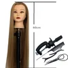 Mannequin Heads 75 cm Straight Hair Synthetic Training Human Model Head For Makeup Weaving Practice Salon Styling Tool Q240510