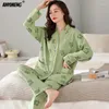 Moda de sono feminina Plus Tamanho M-5xl Cotton Women Women Women Pijamas Kimono Cardigan Mangas compridas Lady Pijamas Lady Pijamas