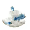 Tasses Saucers en émail en porcelaine tasse de soucoupe art art en céramique tasse tasse de poisson en porcelaine de thé en porcelaine avec cuillère pour le petit déjeuner maison cuisine