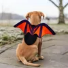 Vêtements pour chiens pour animaux de compagnie des ailes de chauve-souris ressenties avec des accessoires de robe de fête d'Halloween en laisse pour les petits chiens chiot kitty