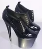 Chaussures de danse en cuir breveté noir sexy 8 pouces talon