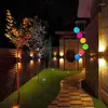 Estatuetas decorativas Rice LED Ball Solar Lamp Wind Wind Wind Chime Outdoor Impermeável Luz colorida de rolinhos pendurados para o jardim de casas