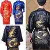 Home Clothing Men Satin Dragon chinois Bathrobe brodé de vêtements de nuit en soie kimono pyjamas de robe de robe lâche décontractée