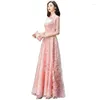 Partykleider Harajpee Chinese Brautjungfer Kleid Frauen 2024 Pink Bankett Atmosphärische Gastgeberin schlanker mittelschärmiger langes Abendkleid