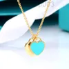 Desginer Tiffanyjewelry Bracelet Email Love Double Heart T Familie ketting Vrouw CNC stalen afdichting Woordafdichting 18k Real Gold Electroplating Ins Niche Design Sluitje C
