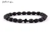 Little Minglou New Trendy Jesus charme Men Bracelets Black Lava Stone 8 mm Bracelets Bracelets Bangles pour femmes bijoux6259047