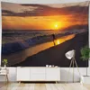 Arazzi Ocean Sunrise Sunset Autestry Paesaggio grande muro di decorazione hippie sospesa Sfondo per la casa arte domestica