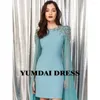 Party Dresses YUMDAI Blue Tassel Single Sleeve Cocktail Romper Saudi Arabian Ladies Special Occasion Formal Dress Ball Gown Candy Color
