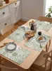 Table Mats Ceramic Tiles Mediterranean Flower Square Green Kitchen Tableware Cup Bottle Placemat Coffee Pads 4/6pcs Desktop