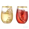 Tass jetables Paies 12 / 16oz verres à vin sans souche Cocktail en plastique Verre Whisky Boire réutilisable pour le mariage Home Drop