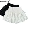 Skirts 2024 Women's Summer Cake Pleated Korean White Black Puffy Short Skirt Ruffle Elastic Waist Anti Glare A-line Mini