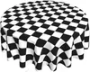 Bordsduk svart vit racing rutig mönster rund bordsduk enkel stil cirkulär täckning dekorativ för matsal bröllop semester