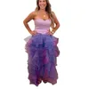 Skirts High Waist Ruffled Purple Organza Tulle Ball Gown Layered Floor Length See Through Women Plus Size Custom Made Skirt