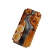 Tacki herbaty japońskie czarne orzechy ręcznie robione z litego drewna drewnianego garnka Mała taca prostokątna sucha piana