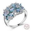 Bröllopsringar Pure Silver Sparkling Ring Lämplig för kvinnor Bright CZ Crystal Wedding Engagement Jewelry Summer Sales 2020 Ny Q240511