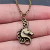 Colliers de pendentif 1pcs Lucky Horn Horse Chains For Women Couple Pendants Bijoux Faisant des fournitures Longueur de chaîne vintage 43 5cm