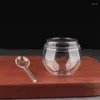 Engångskoppar sugrör 25st kreativt tjockt husdjur plastdessert liten söt transparent glass kopp bröllop födelsedag fest pudding med lock