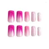 Falso unhas 24pcs vestíveis gradiente roxo rosa longo de quatro linhas de cores manicure
