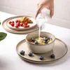 Ensembles de vaisselle en céramique pour 4 12 pièces A assiettes et bols Plats résistants à la puce