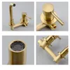 Bathroom Sink Faucets Brushed Gold Solid Brass Wall Mounted Basin Faucet Mixer Tap And Cold 360 Degree Rotation Spout High Quality