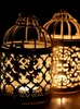 Europejski złoty, pusty metalowy cylinder świeca uchwyt ślubny ślubne elementy dekoracyjne żelazne świecznik Lattern Decor Crafts 240429
