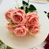 Fleurs décoratives Silk Rose Bouquet Rose Simulation Orange Wedding Pographie accessoires DIY DÉCINIR DES CORDES DE FLORT