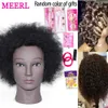 Mannequin Heads Afro Head Real Human Hairdressing African Salon Trainenghead Model Makeup Doll Woven Shape Q2405101
