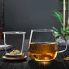 Tasses à thé 1 pc Verre de borosilicate haut avec passoire et couvercle de bambou parfait pour la fête à domicile 572 ml (19,07 oz)