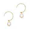 Dangle Earrings Gold Color 12mm Baroque Pearl Open Coil Drop Jewlry For Women Girls