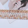 Chains Wholesale 8-9mm Natural White Pink Color Freshwater Pearl Strand Edison Loose Pearls With Tail String For Jewelry Making