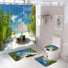 Shower Curtains Summer Tropical Beach Curtain Set Seaside Island Palm Tree Blue Sea Forest Bathroom Non Slip Toilet Bath Mat Rug