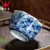 Ensembles de ferware Zhongjia Kiln Ceramic Cup Jingdezhen Chai Blue et White Personnage Drawn Child Huit Square Tea Master