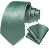 Set à cravate de cou 2022 New Sage Green Solid Silk Mens Mens Coup Tie Pocket Pocket Square Cufflinks 8 cm de large 150 cm Longueur Craves pour hommes Accessoires Gift