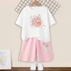 Шепая для одежды Summer Girls Clothing Set Mite мороженое сладкая футболка+шорты с двумя частями детской детской спортивной одежды 3-14 лет L2405