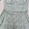 Robes décontractées 2024 Femmes Fashion Sans manchés Tube Top Mint Green Water Soluble en dentelle Robe Suspenten 0321