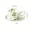 Elegante Camellia Ceramic Tea Cup en Saucer Set 57oz Perfect voor feestjes ontbijt Everyday Elegance 240429