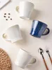Tassen japanische Retro-Keramik-Kaffeetasse Kapazität 300 ml Haushalt Latte Cappuccino Becher Frühstück High-End American Drink Ware Tarware