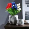 Flores decorativas 3pcs tulipas artificiais vermelhas azuis brancos de tulipa de seda de seda bouquets para 2024 Decoração de partido de patriotismo do Dia da Independência