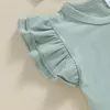 Vêtements Ensemble de bébés filles à manches d'été de la tenue d'été Romper à imprimé papillon avec pantalon fustile et bandeau