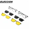 Zonnebrillen Frames Optische bril met heren met clip 2024 rechthoekige glazen magnetische aantrekkingskracht Polariseerde drive Night Vision Lenzen
