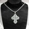 Cadeau de Noël Hiphop Iced Out Baguette Round VVS Moisanite Cross Pendant et Collier de chaîne pour les bijoux pour hommes