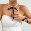 Salircon Koreaanse romantische imitatie parel kralen choker mode zwart fluwelen verstelbare boog ketting banket bruiloft sieraden 240429