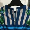 506 XXL 2024 MILAN RUNWAAG JURK Spring Summer Lange Mouw Blue Crew Neck Dresses Damesjurk Mode Hoge kwaliteit 20242733