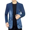 Costumes pour hommes Fashion Hommes décontractés en denim Blazers Vestes de haute qualité, les couches de slim fit slim mâle 4xl