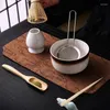 Ensembles de cimes de thé 4pcs / 6pcs de mélangeur de matcha japonais avec bambou fouet à cuillère à café