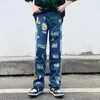 Ubrania z grunge y2k streetwear workowane ułożone w stos dżinsowe spodnie dla mężczyzn Patch Haft hafdowe dżinsowe spodnie ropa hombre 240511