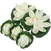 Decorative Flowers 5pcs Artificial Floating Eva Decor Pond Patio Pool Aquarium Water Home Garden Wedding Party White